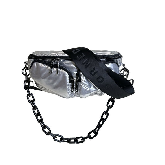 Rachel Double Pocket Puffy Sling/Waist Bag w/Black Resin Cha - Robbi & Angel