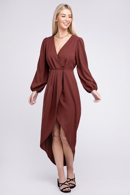 Deep V Neck Wrap Dress - Robbi & Angel