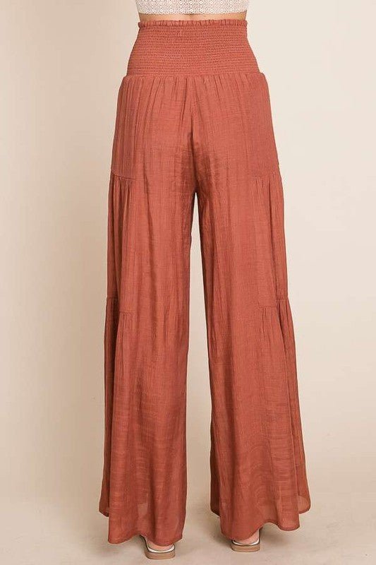 Tie front ruched waist back pants - Robbi & Angel