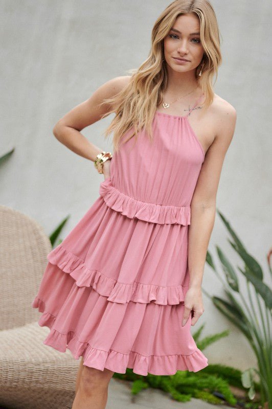 Solid Ruffle Sleeveless Mini Dress - Robbi & Angel