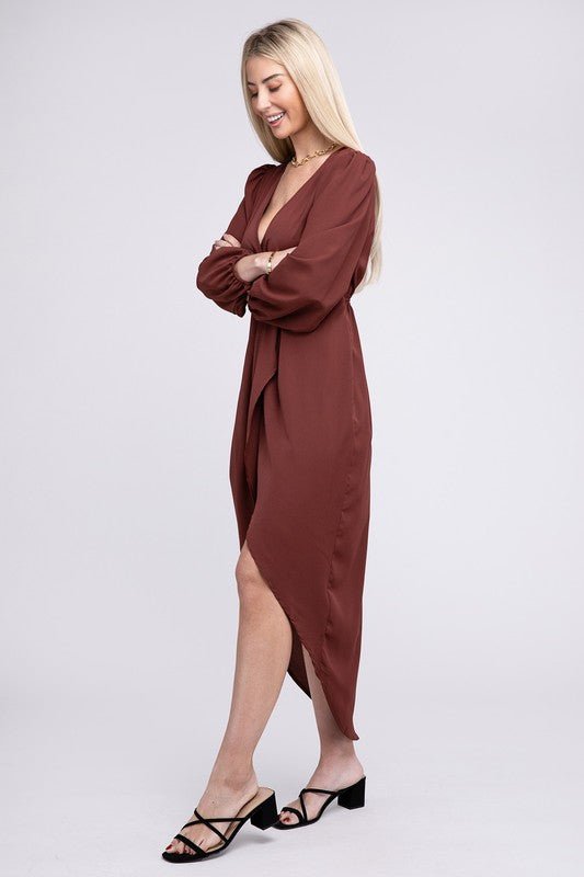 Deep V Neck Wrap Dress - Robbi & Angel