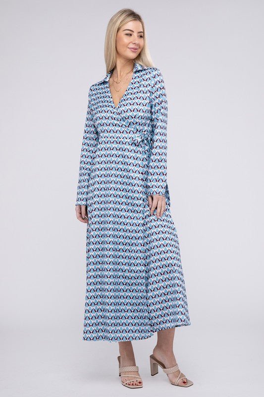 Geometric Print Wrap Dress - Robbi & Angel