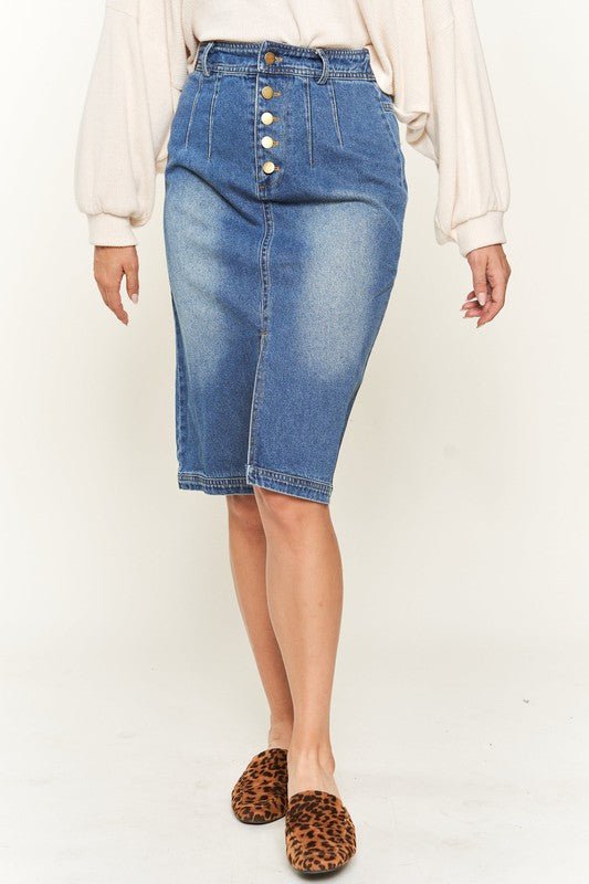 Denim button down front midi skirt JBJ1077 - Robbi & Angel