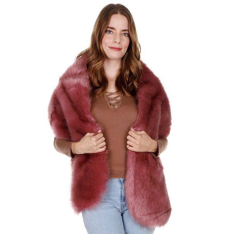 Over Size Faux Felt Fur Insert Shawl Wrap - Robbi & Angel