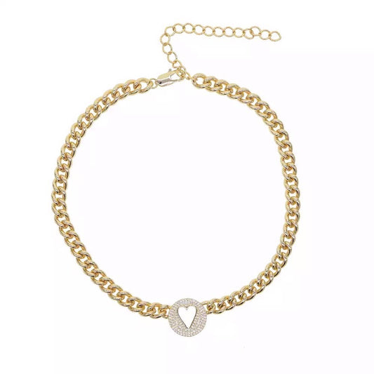 Pave Heart Chain - Robbi & Angel