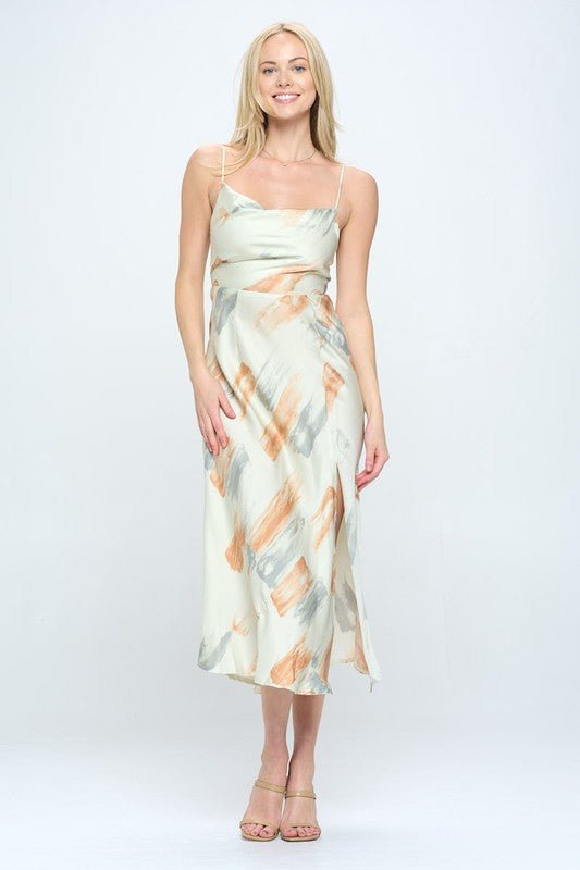 Paint Stroke Midi Slip Dress - Robbi & Angel