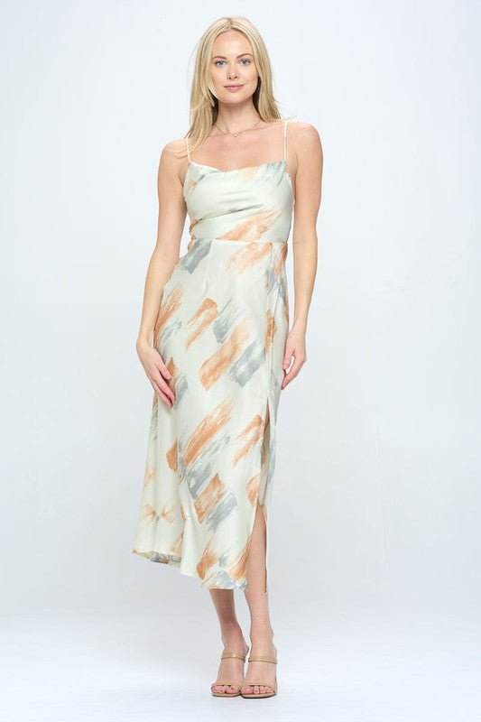 Paint Stroke Midi Slip Dress - Robbi & Angel