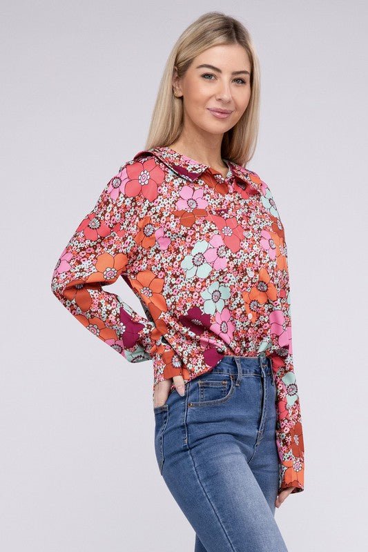 Floral Printed Long Sleeve Shirt - Robbi & Angel