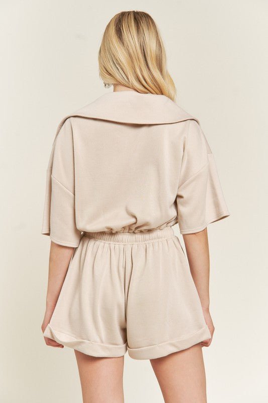 TERRY ZIP FRONT ROMPER - Robbi & Angel