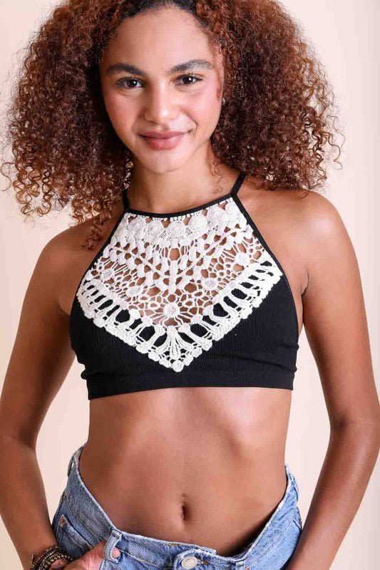 Crochet Lace High Neck Bralette - Robbi & Angel