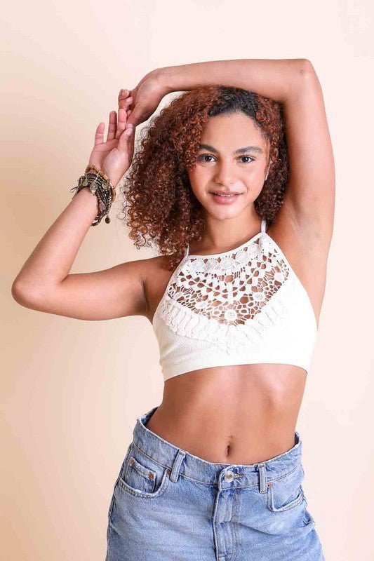 Crochet Lace High Neck Bralette - Robbi & Angel