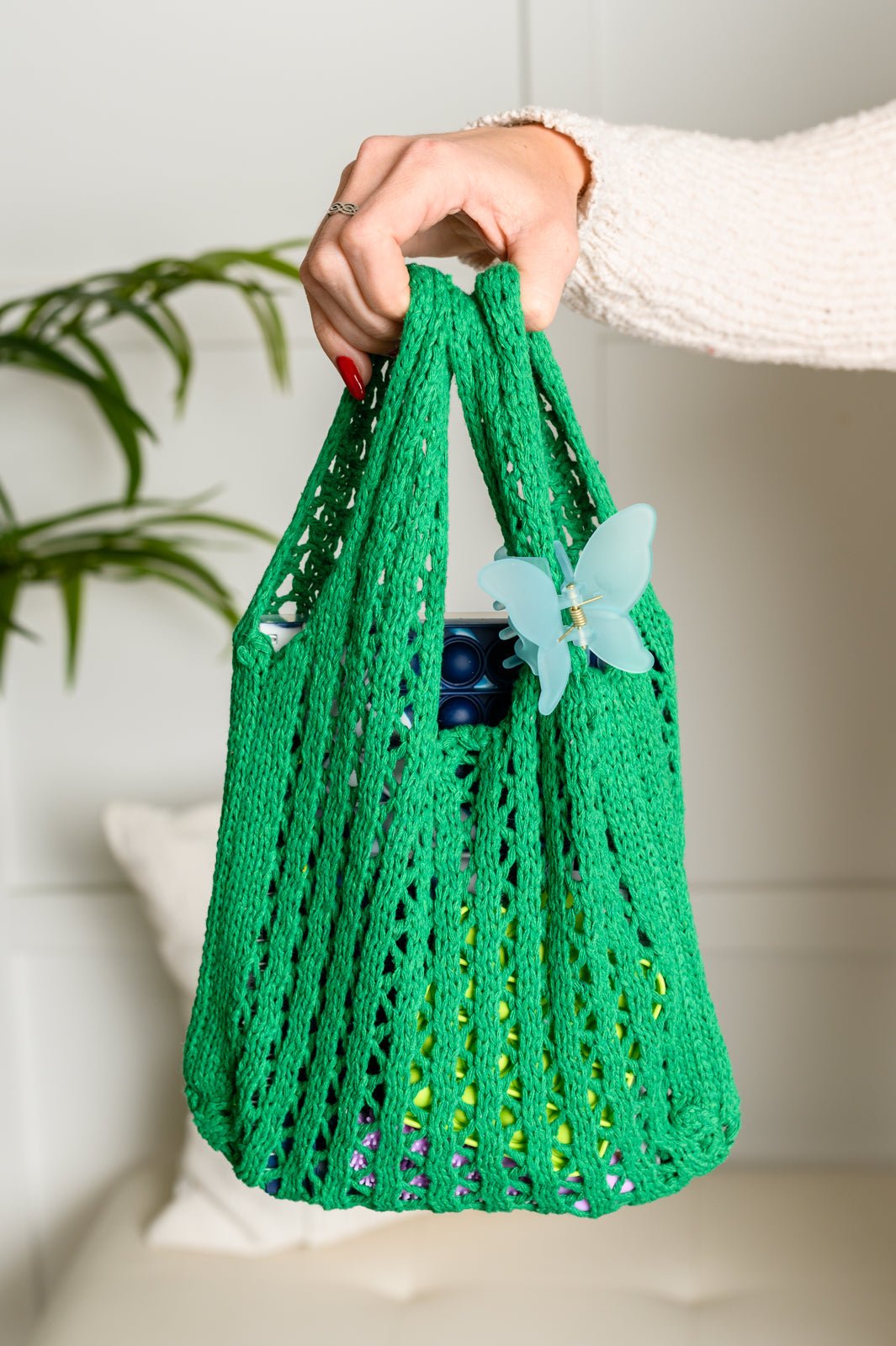 Girls Day Open Weave Bag in Green - Robbi & Angel