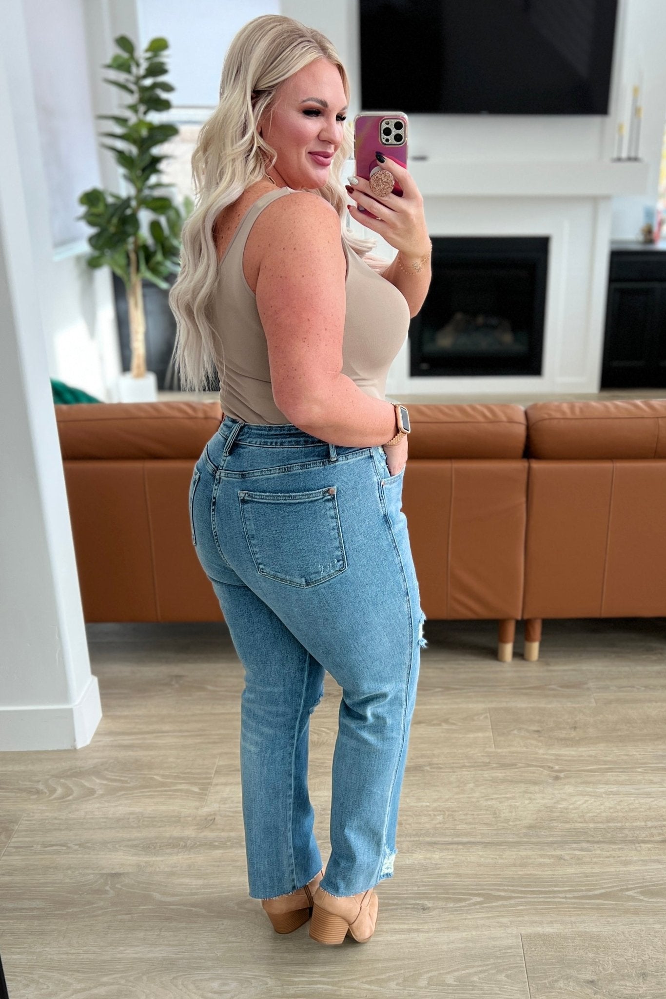 Nora High Rise Rigid Magic Destroy Slim Straight Jeans - Robbi & Angel