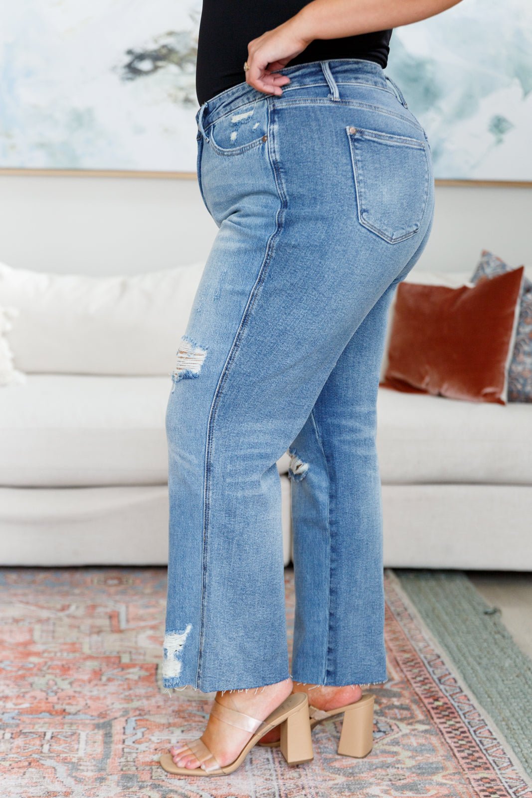 Nora High Rise Rigid Magic Destroy Slim Straight Jeans - Robbi & Angel