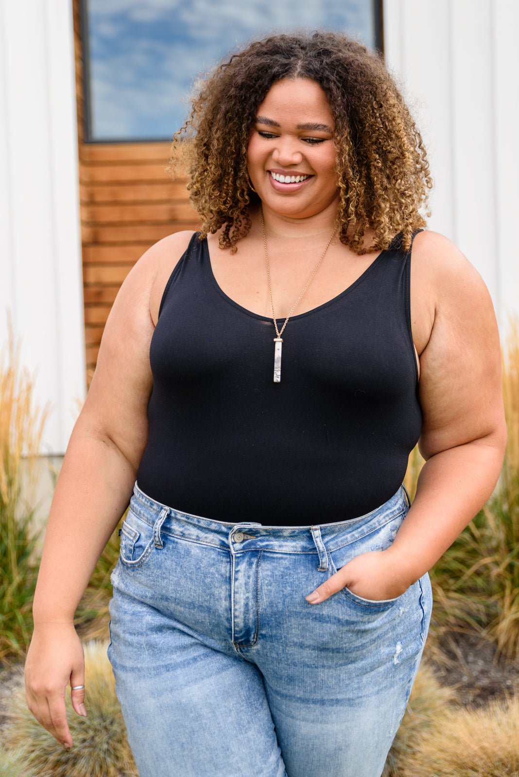 The Basics Bodysuit In Black - Robbi & Angel