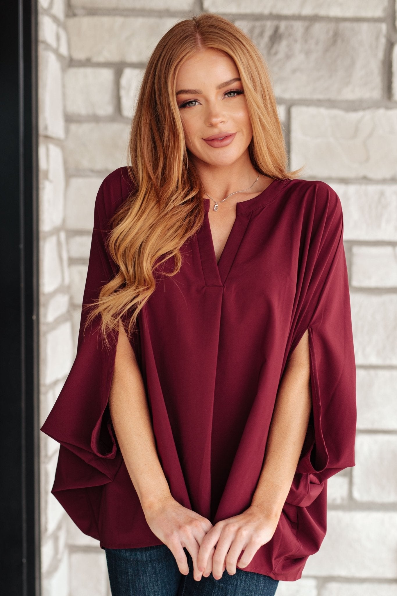 Universal Philosophy Blouse in Wine - Robbi & Angel