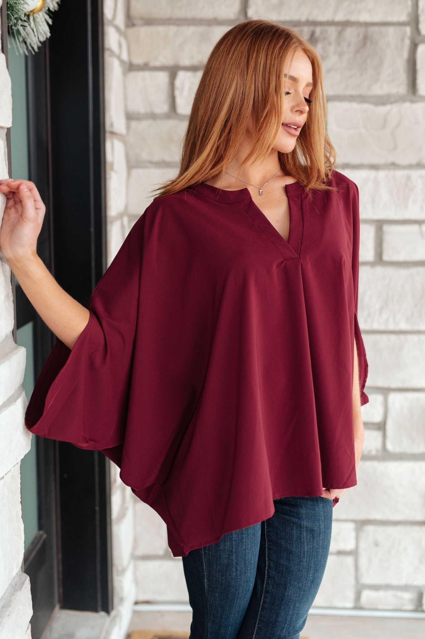 Universal Philosophy Blouse in Wine - Robbi & Angel