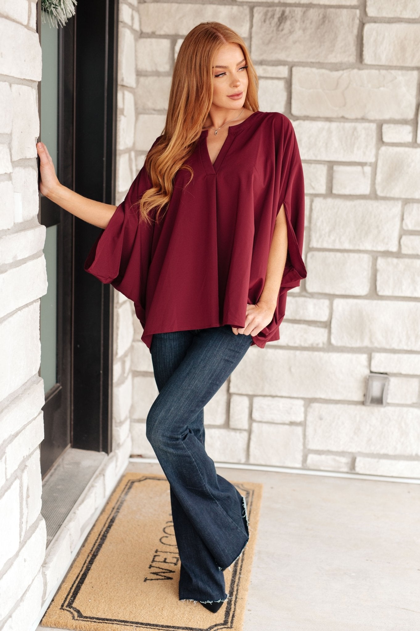 Universal Philosophy Blouse in Wine - Robbi & Angel