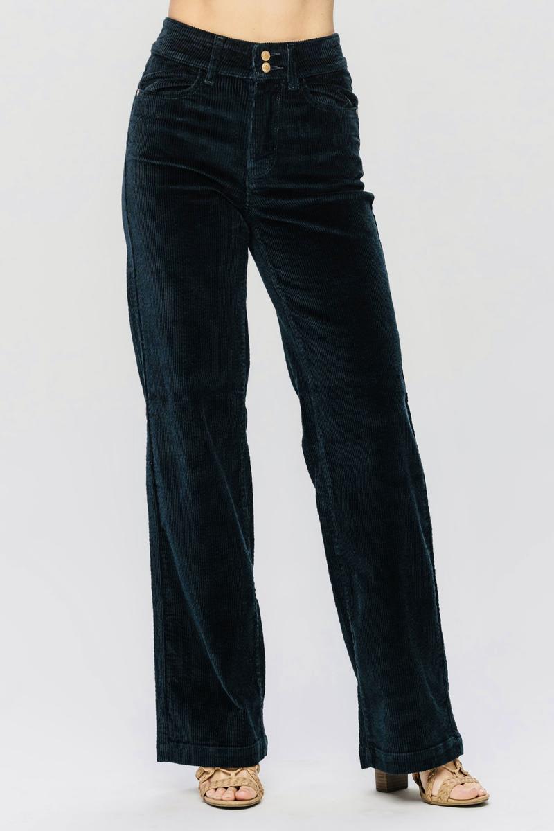 Judy Blue High Waist Emerald Corduroy Wide Leg Jeans - Robbi & Angel