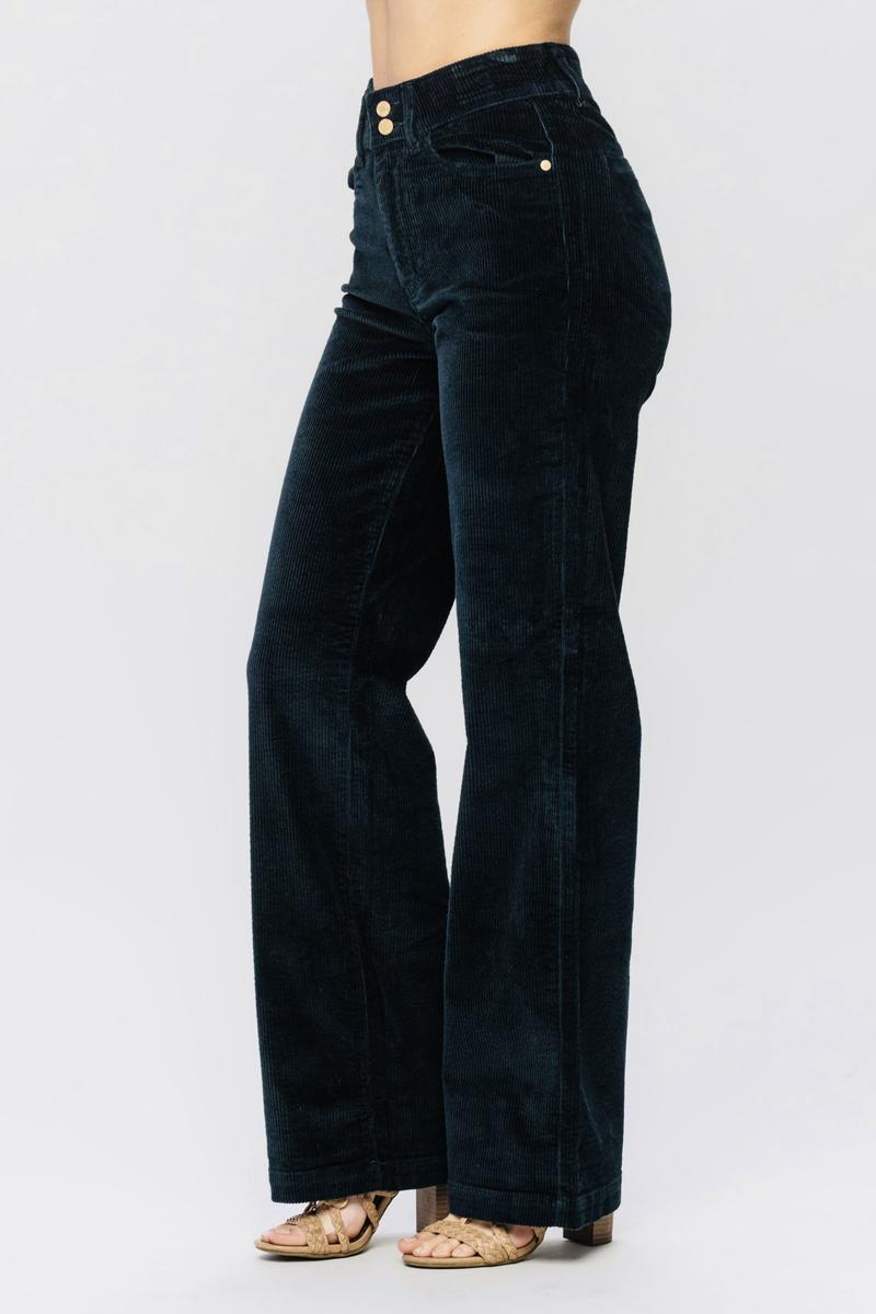 Judy Blue High Waist Emerald Corduroy Wide Leg Jeans - Robbi & Angel