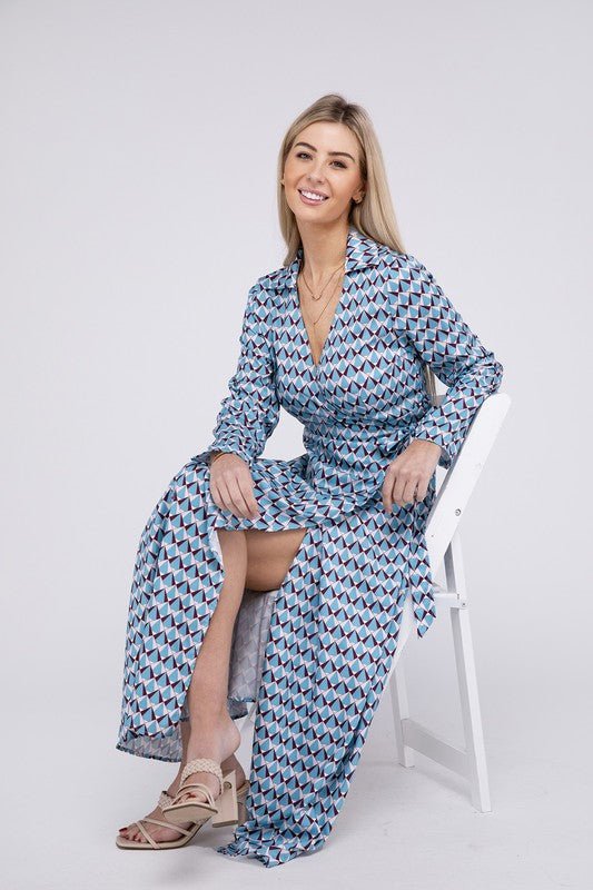 Geometric Print Wrap Dress - Robbi & Angel