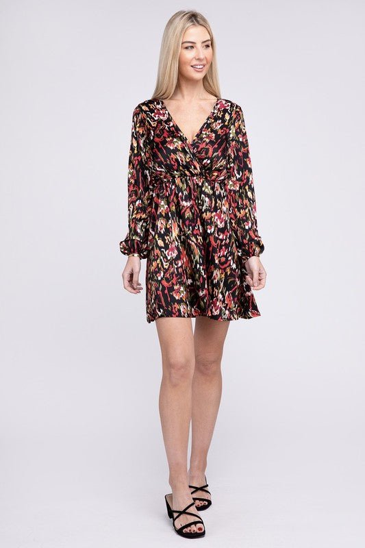 Multicolor Print V Neck Dress - Robbi & Angel