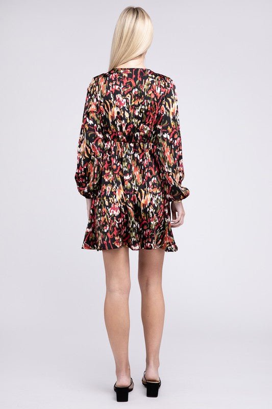 Multicolor Print V Neck Dress - Robbi & Angel