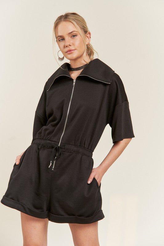 TERRY ZIP FRONT ROMPER - Robbi & Angel