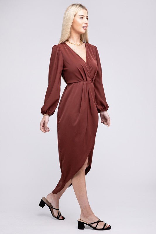 Deep V Neck Wrap Dress - Robbi & Angel