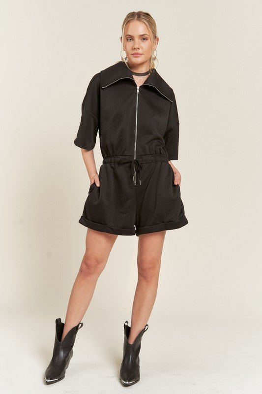 TERRY ZIP FRONT ROMPER - Robbi & Angel