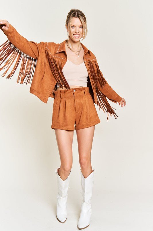 Suede studded fringe jacket PLUS JJO5009P - Robbi & Angel