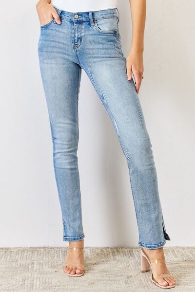 Kancan Full Size Mid Rise Y2K Slit Bootcut Jeans - Robbi & Angel