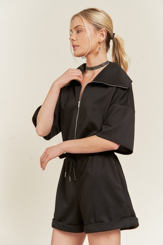 TERRY ZIP FRONT ROMPER - Robbi & Angel