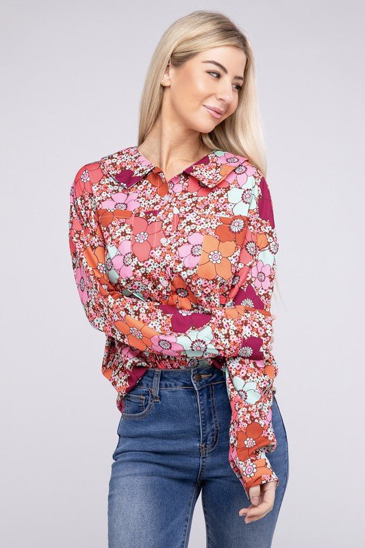 Floral Printed Long Sleeve Shirt - Robbi & Angel