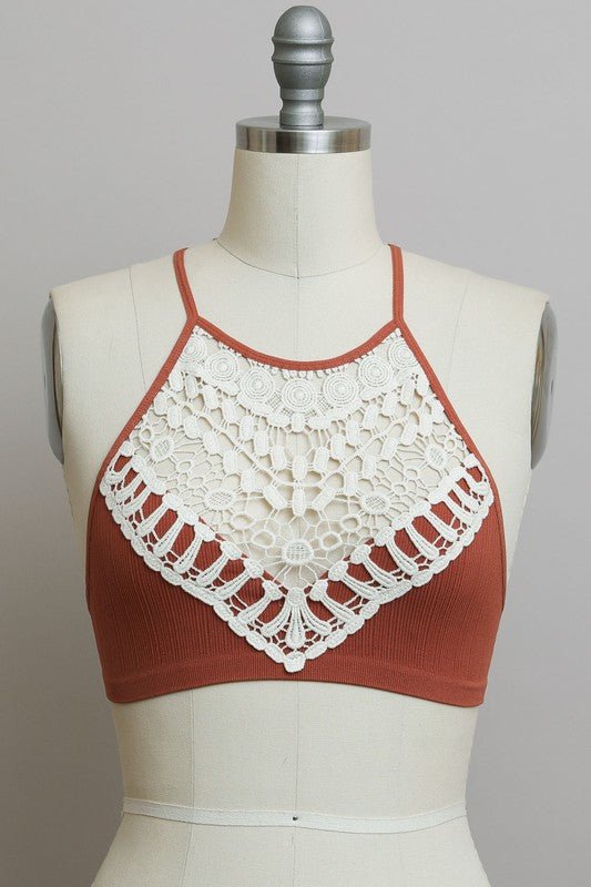 Crochet Lace High Neck Bralette - Robbi & Angel