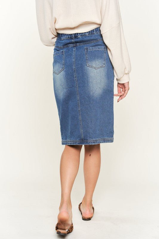 Denim button down front midi skirt JBJ1077 - Robbi & Angel