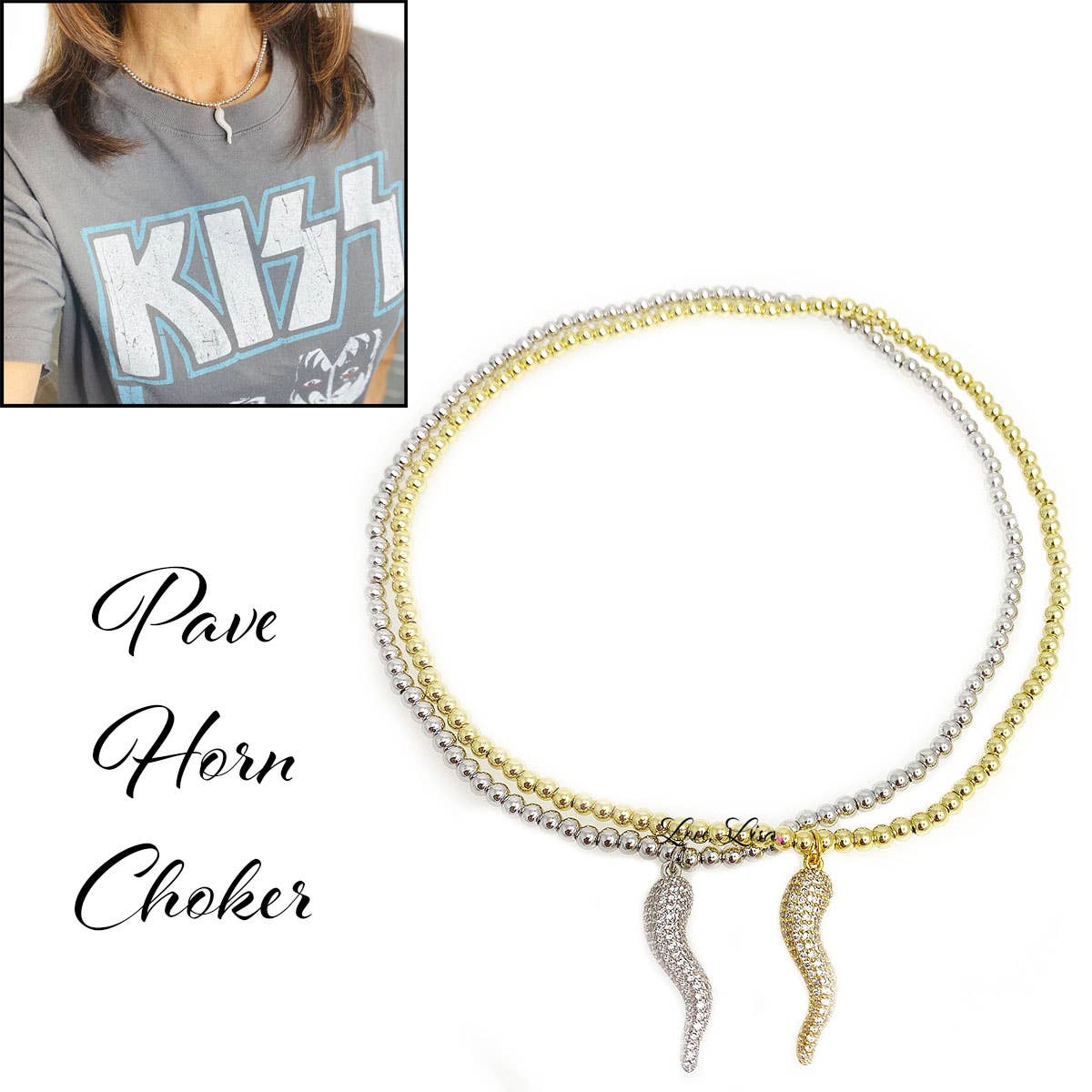 Simply Stunning Pave Horn Choker Necklace - Robbi & Angel
