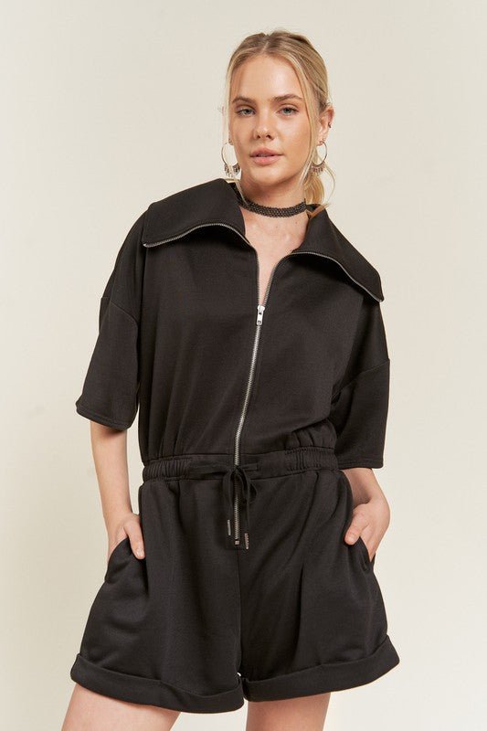 TERRY ZIP FRONT ROMPER - Robbi & Angel