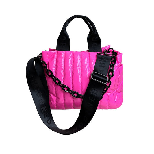 Rosie Quilted Tote w/Black Resin Chain & 2" Adjustable Solid - Robbi & Angel