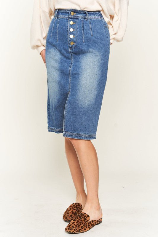 Denim button down front midi skirt JBJ1077 - Robbi & Angel