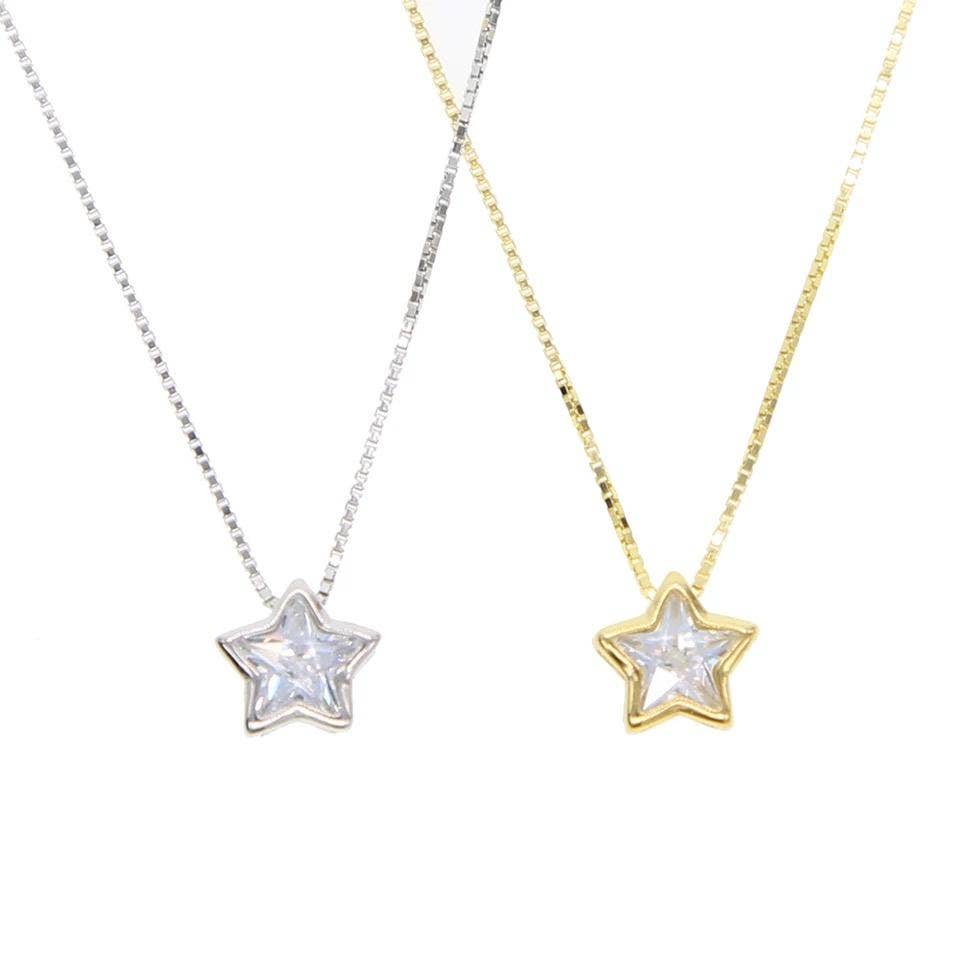 CZ Bezel Necklace - Star - Robbi & Angel