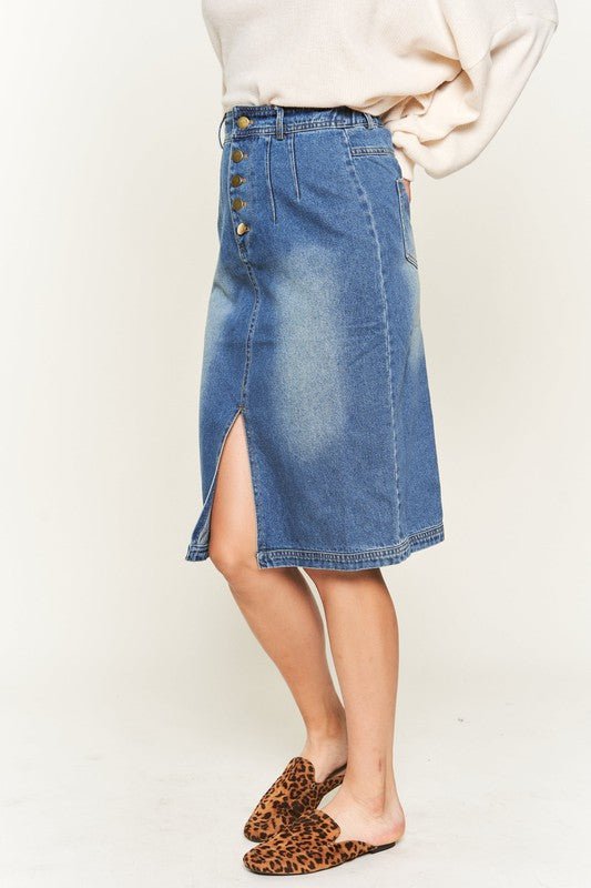 Denim button down front midi skirt JBJ1077 - Robbi & Angel