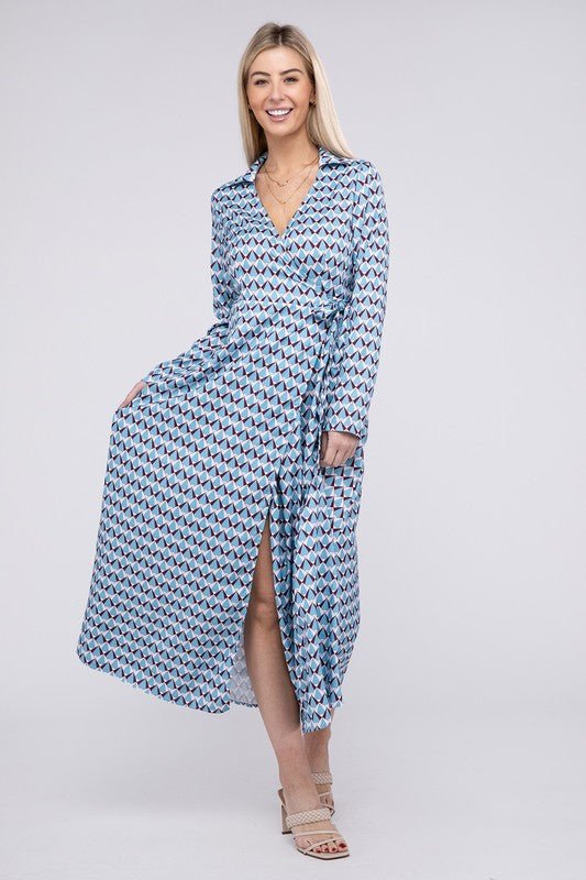 Geometric Print Wrap Dress - Robbi & Angel